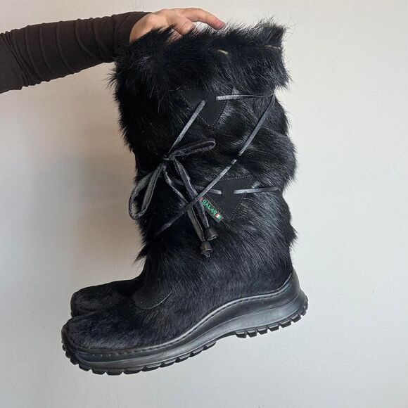 Pajar Real Fur Black Winter Boots Made in Italy - Picture 4 of 7